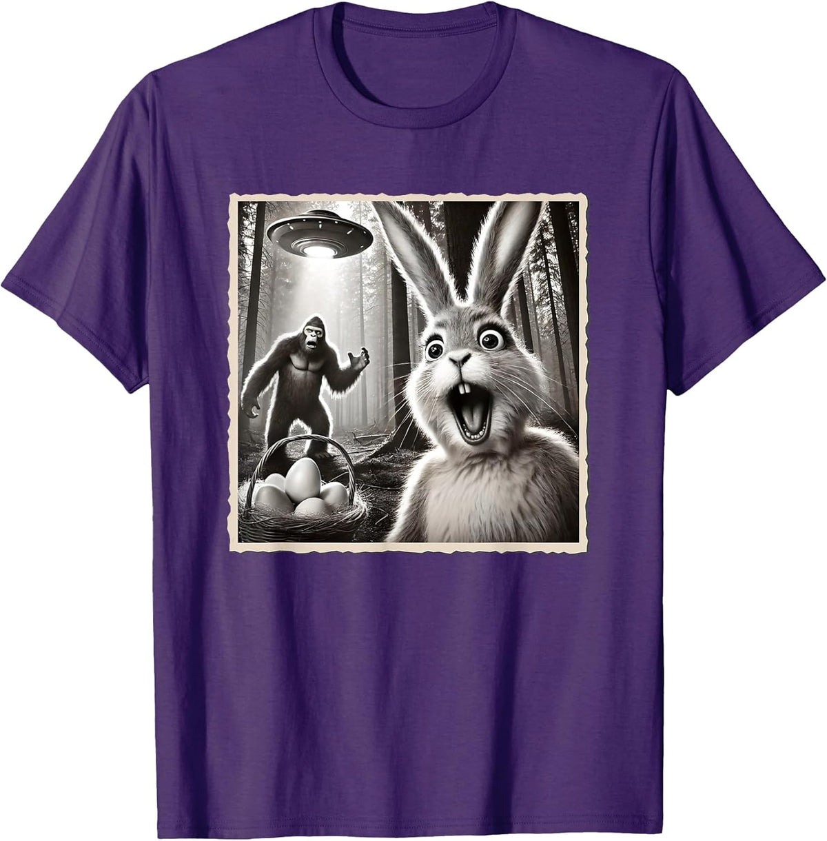 Funny Easter Bunny & Easter, Selfie Bigfoot & UFO, Easter T-Shirt
