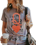 Q of Hearts T-Shirt Women Vintage Country Music Graphic Tee Casual Letters Print Short Sleeve Tops