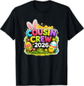 Colorful Easter 2026 Cousin Crew Bunny Ears Egg Hunt T-Shirt