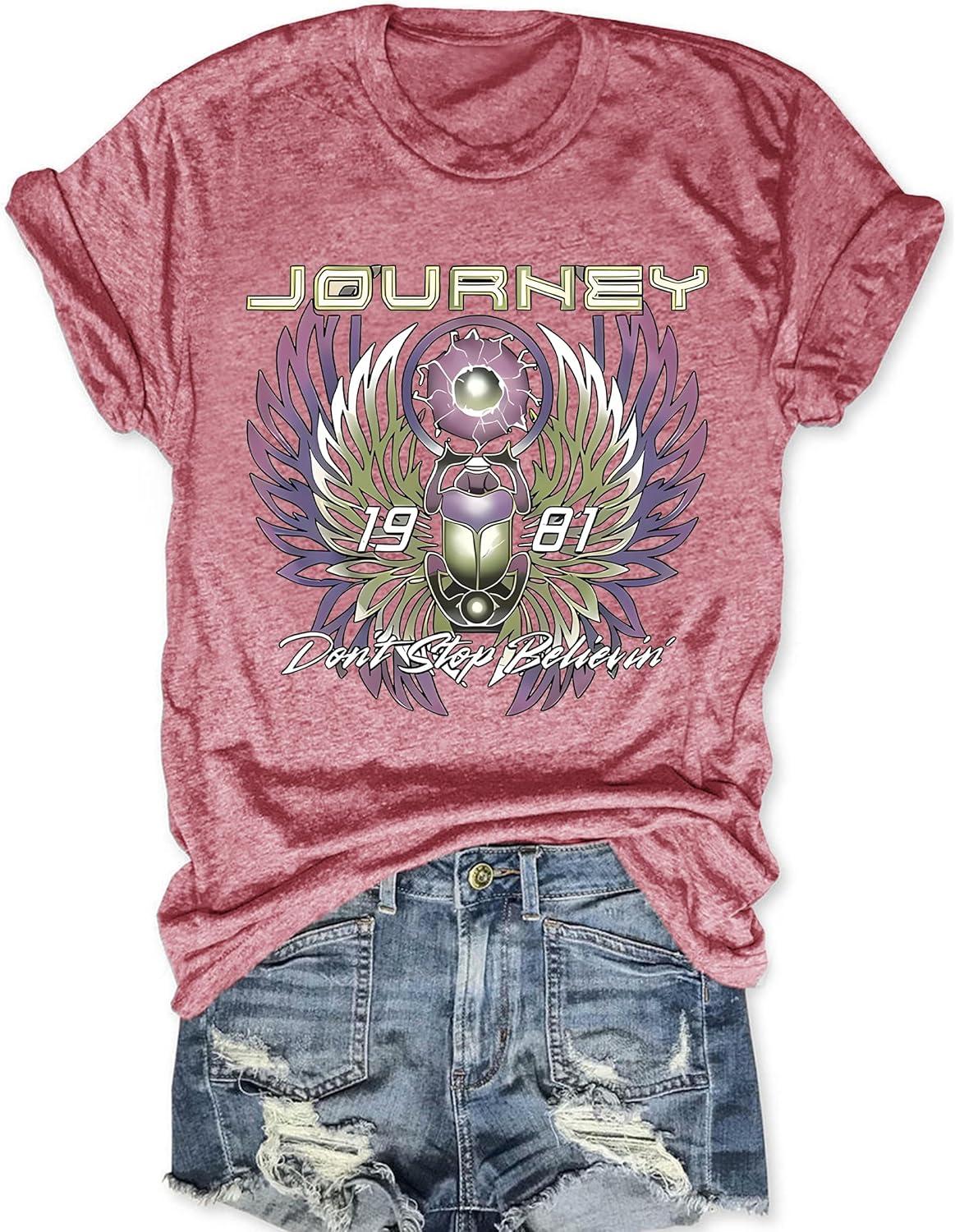 Journey T Shirts for Women Vintage Travel Shirt Funny Graphic Tees Short Sleeve Tops