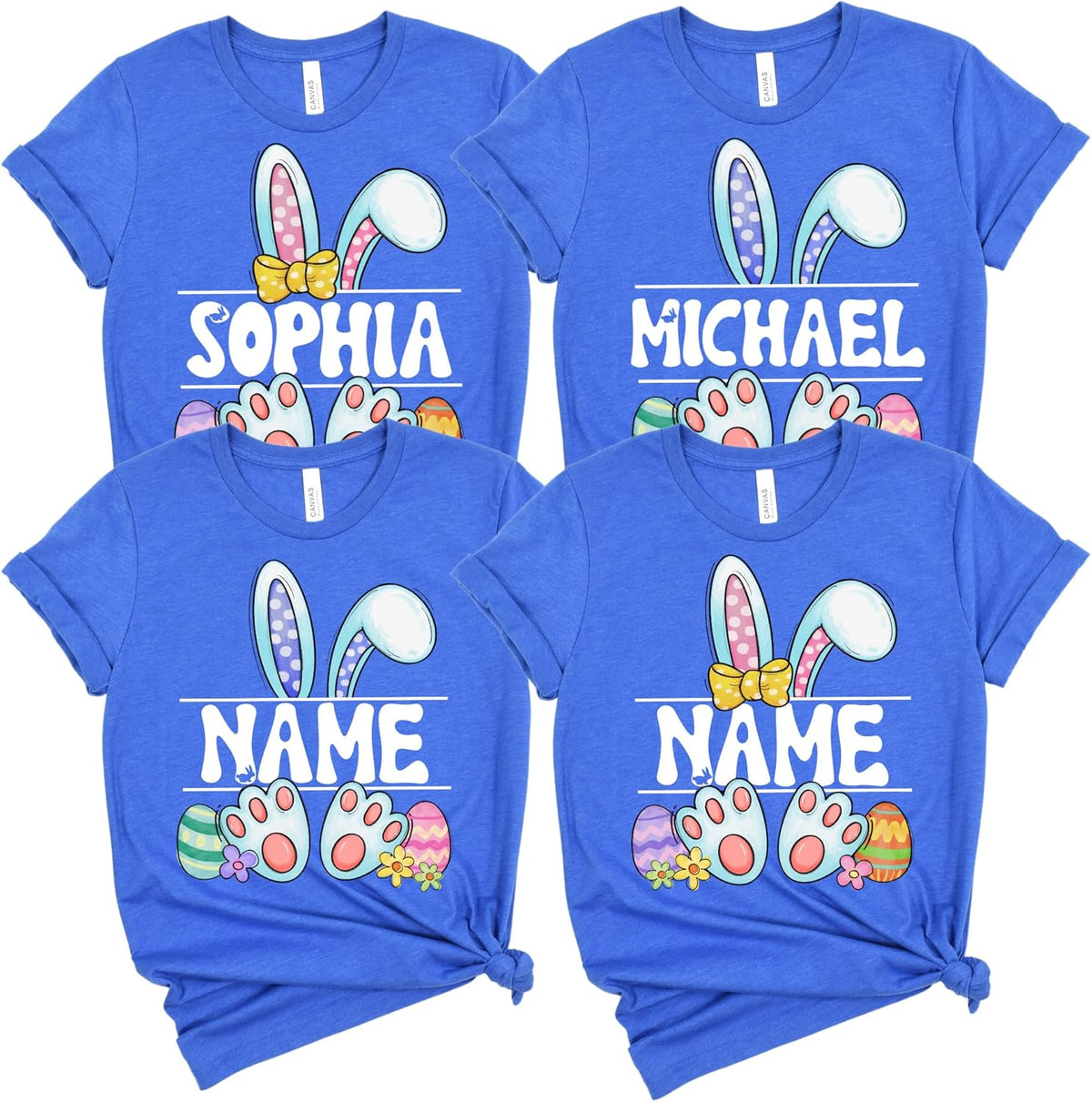 Custom Funny Bunny Easter T Shirt, Personalized Rabbit with Your Name & Customizable Text Shirts, Cute Happy Easter Top Tee
