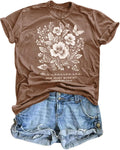 Vintage Flowers T Shirts Womens Cute Floral Graphic Tees Boho Wildflower Tshirts Summer Casual Short Sleeve Tops