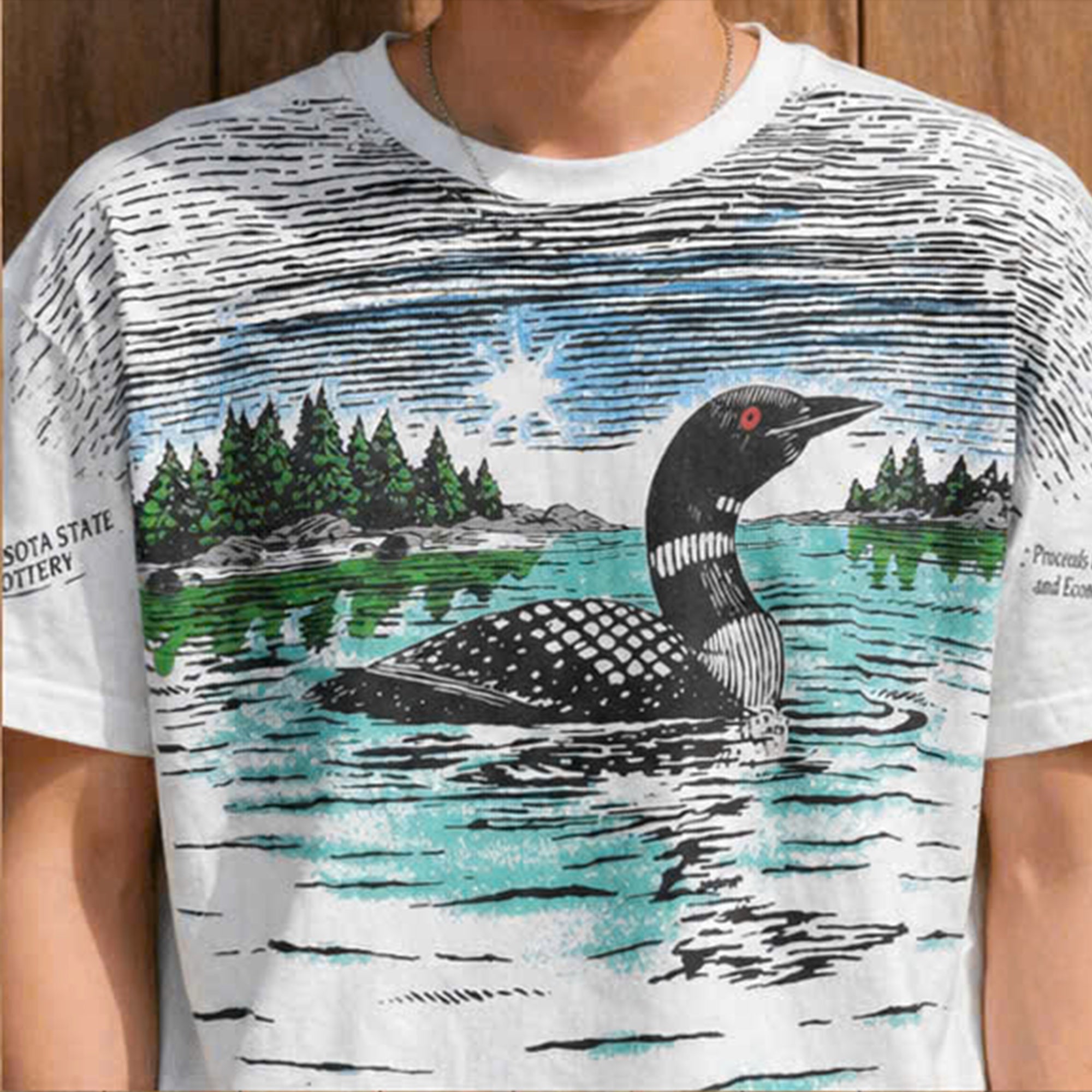 Vintage 90s Minnesota State Lottery Loon Lake Shirt