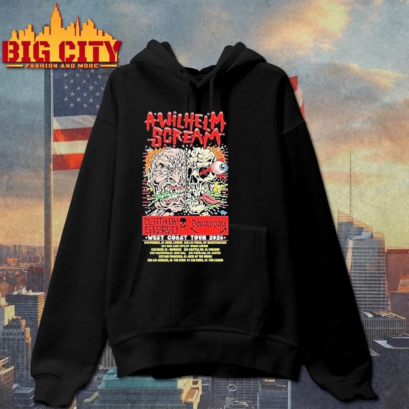 A Wilhelm Scream West Coast Tour 2026 Skull Brain Shirt