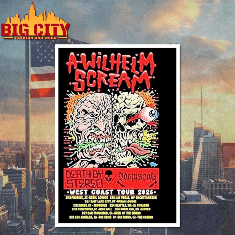 A Wilhelm Scream West Coast Tour 2026 Skull Brain Shirt
