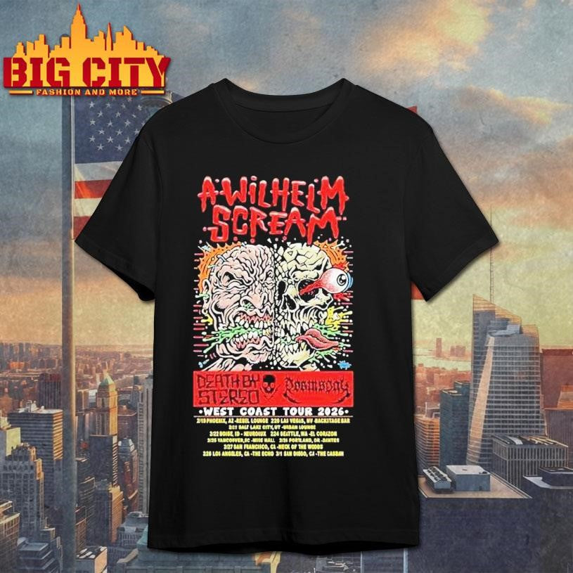 A Wilhelm Scream West Coast Tour 2026 Skull Brain Shirt