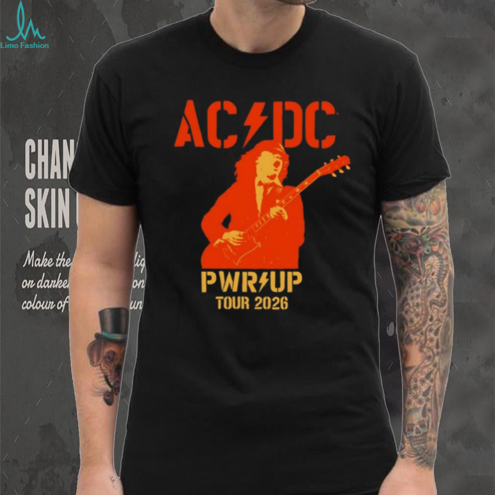 ACDC PWRUP Tour 2026 Angus Young Silhouette Orange T Shirt