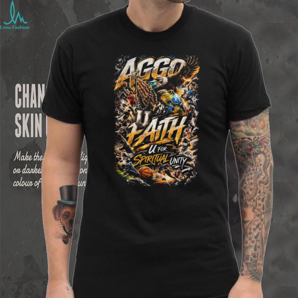 AGGO U Faith Spiritual Unity Sports Collage Christian T Shirt