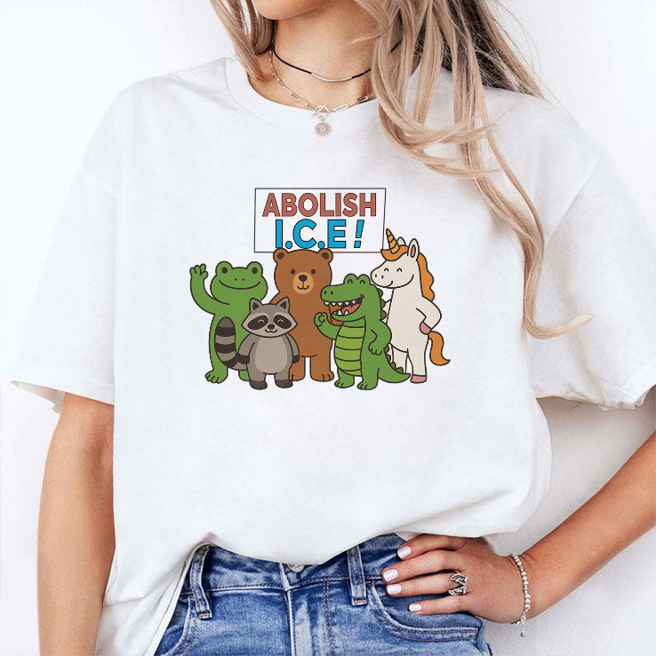 Abolish ICE Frog Unicorn Raccoon Bear Dinosaur Protest T Shirt