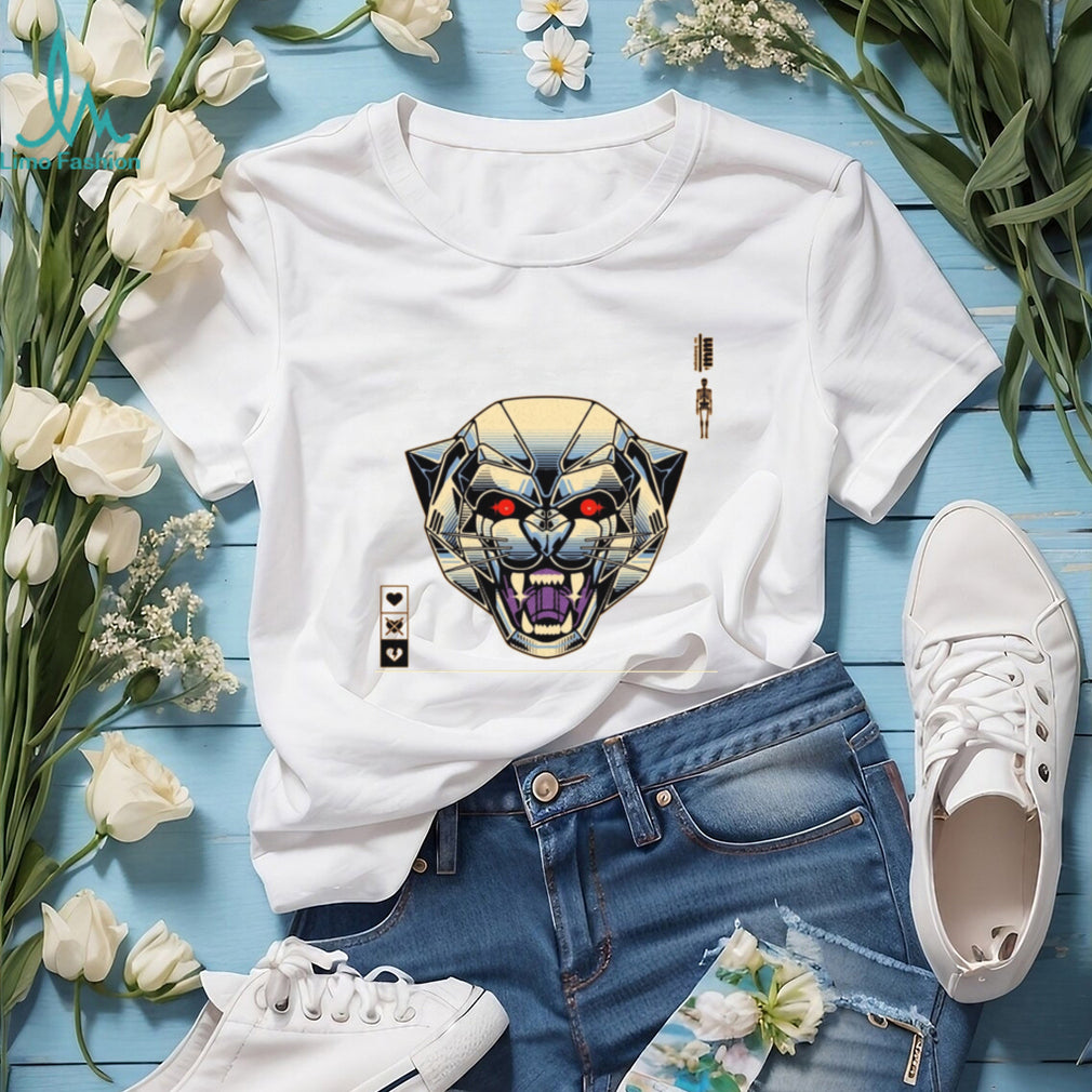 Abstract Panther Geometric Cyberpunk Neon Graphic T Shirt