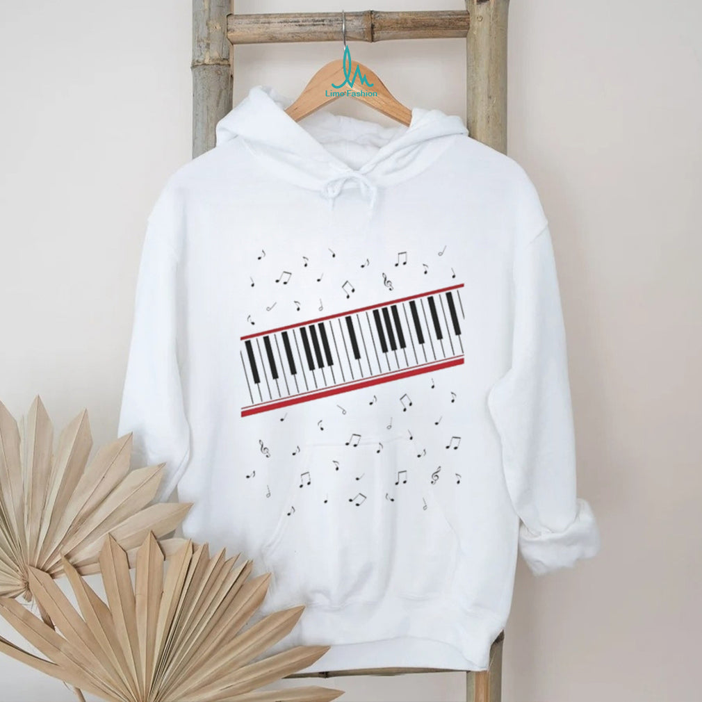 Abstract Piano Keys and Floating Music Notes Graphic T Shirt