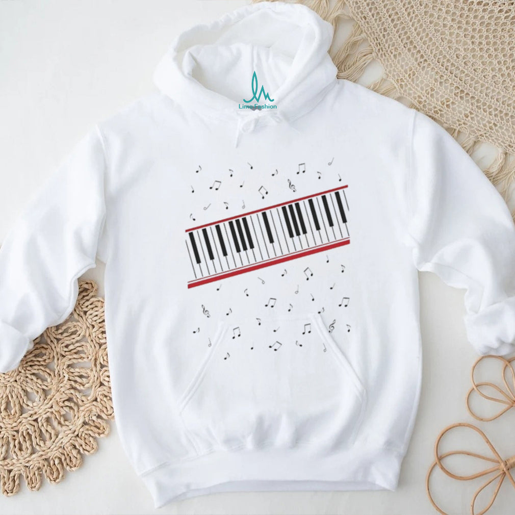 Abstract Piano Keys and Floating Music Notes Graphic T Shirt