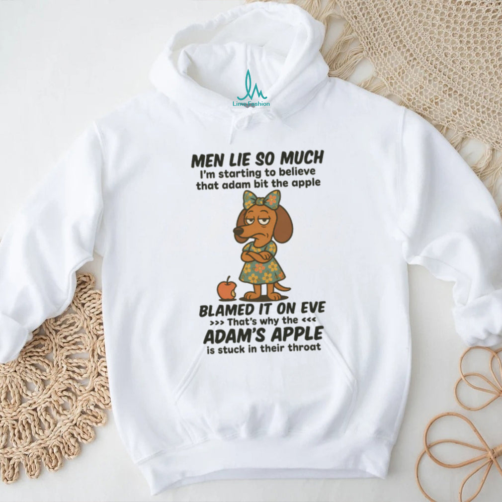 Adam and Eve Men Lie Dachshund Humor T Shirt Sarcastic Female Doxie