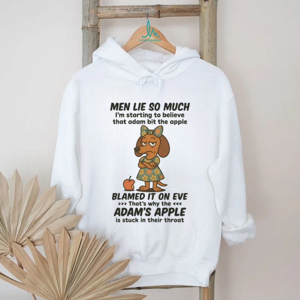 Adam and Eve Men Lie Dachshund Humor T Shirt Sarcastic Female Doxie