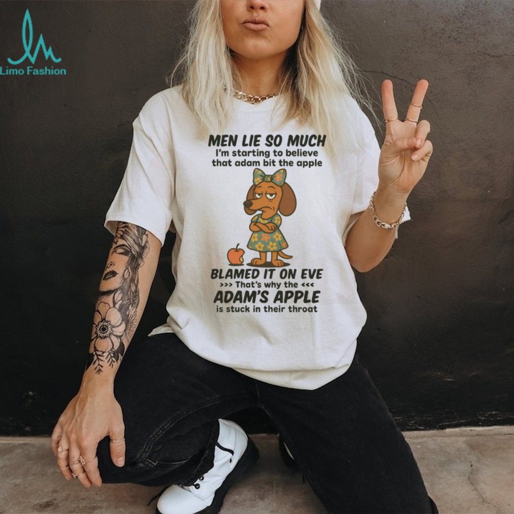 Adam and Eve Men Lie Dachshund Humor T Shirt Sarcastic Female Doxie