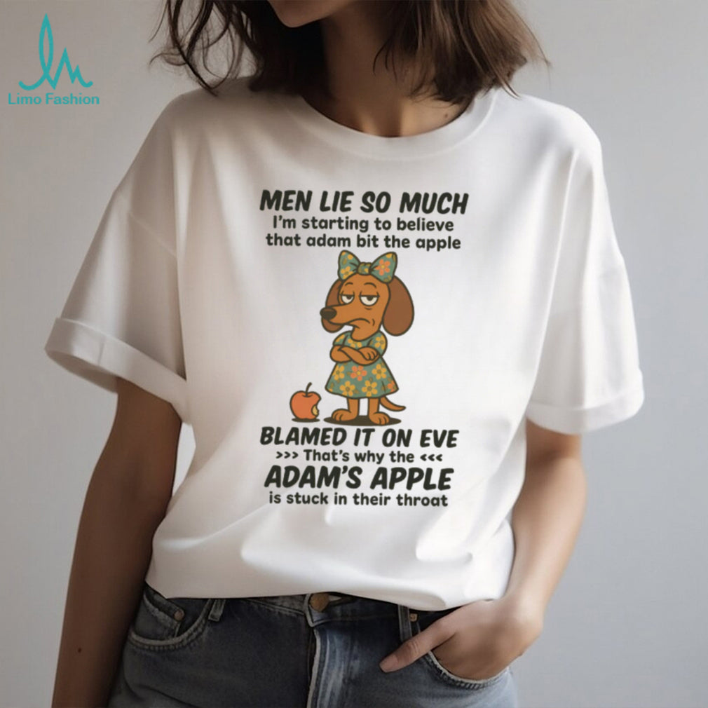 Adam and Eve Men Lie Dachshund Humor T Shirt Sarcastic Female Doxie
