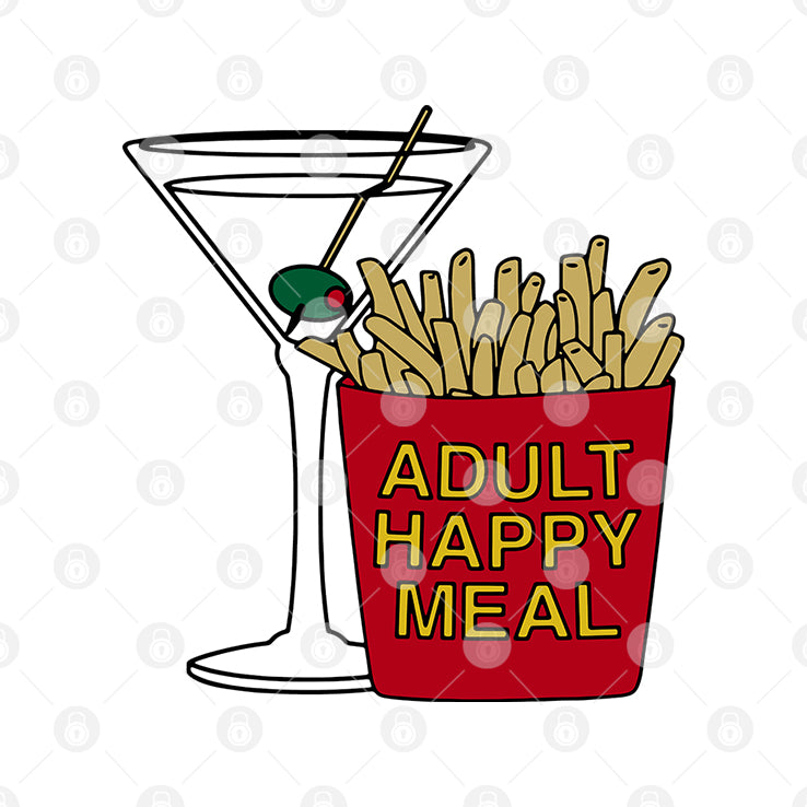 Adult Happy Meal Martini And Fries Shirt