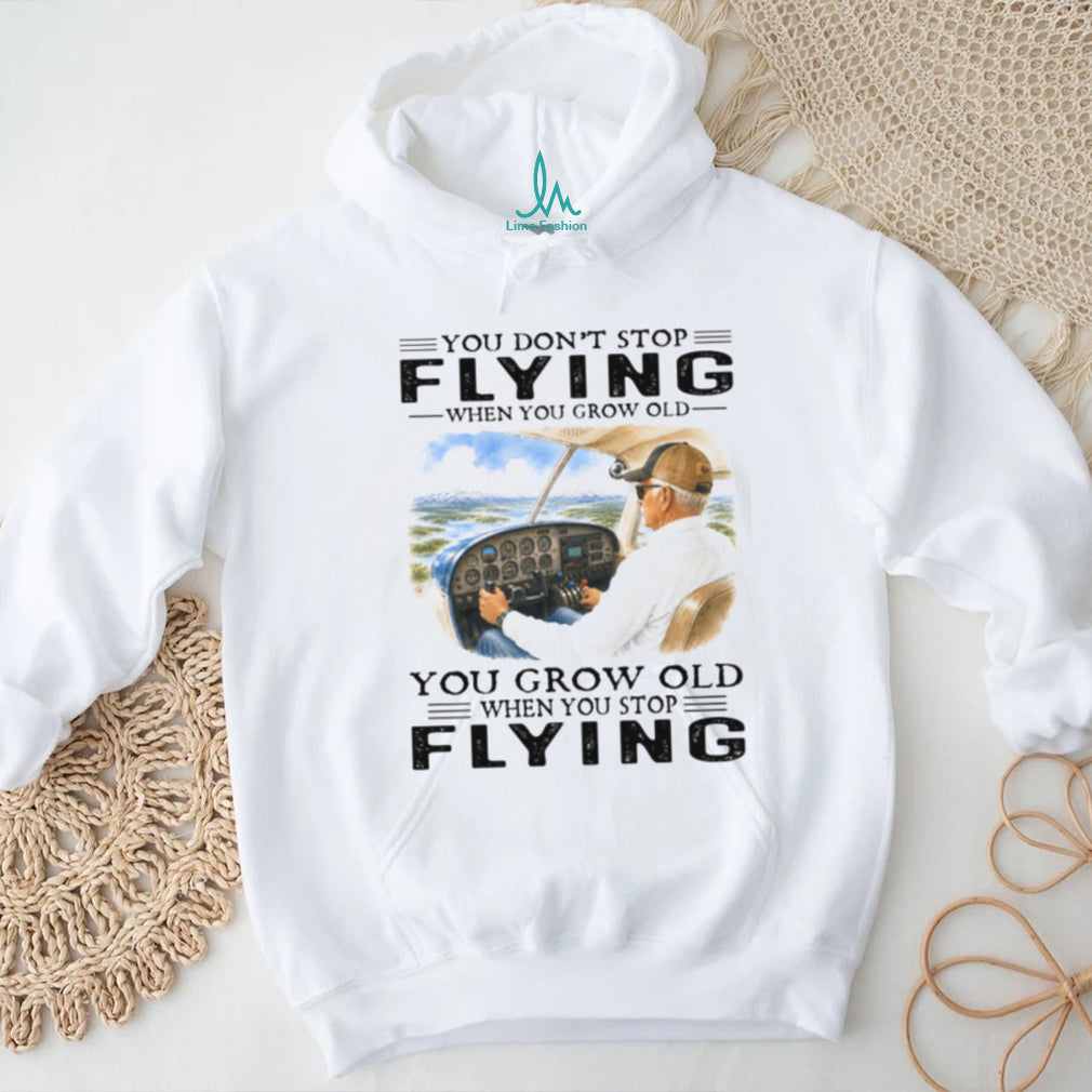 Airplane Pilot Cockpit Aviation Travel Retro Style Eldery Men Aviation Shirt
