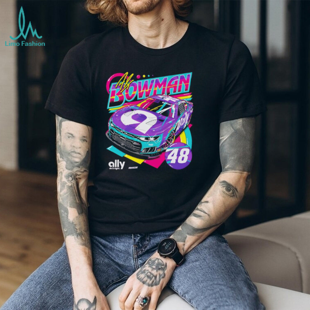 Alex Bowman NASCAR Ally Number 48 Racing Retro Neon Style Fan Men Women T Shirt