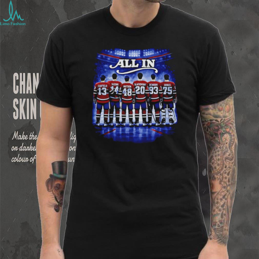 All In Hockey Team Roster Fan Tribute Black T Shirt