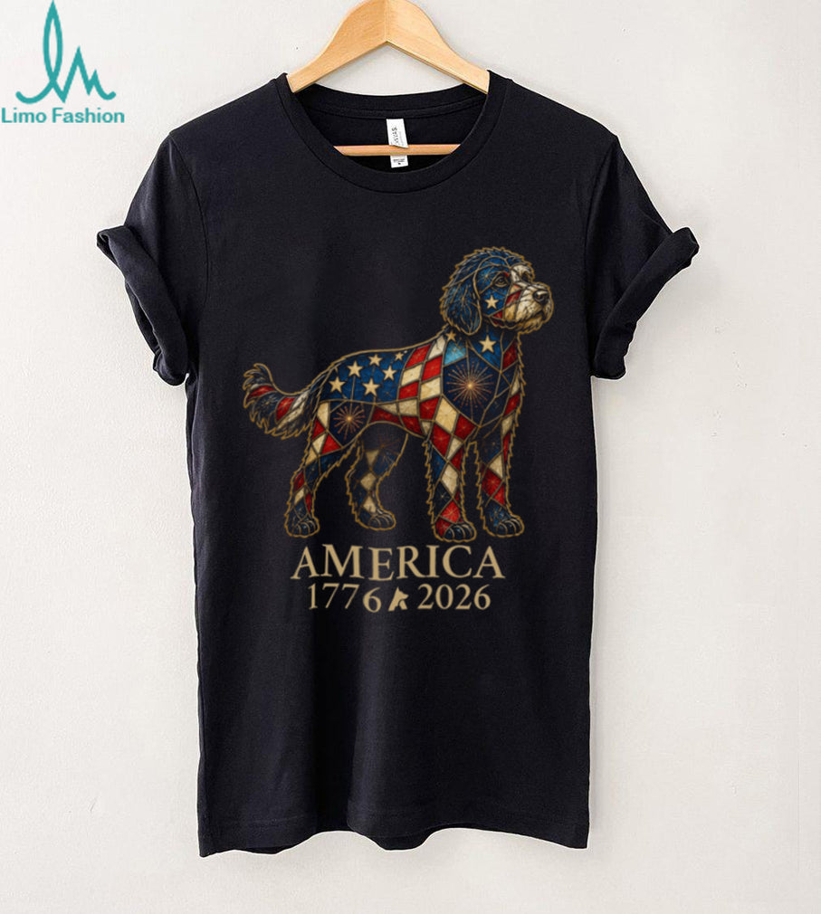 America 1776 2026 Patriotic Stained Glass Labradoodle Shirt