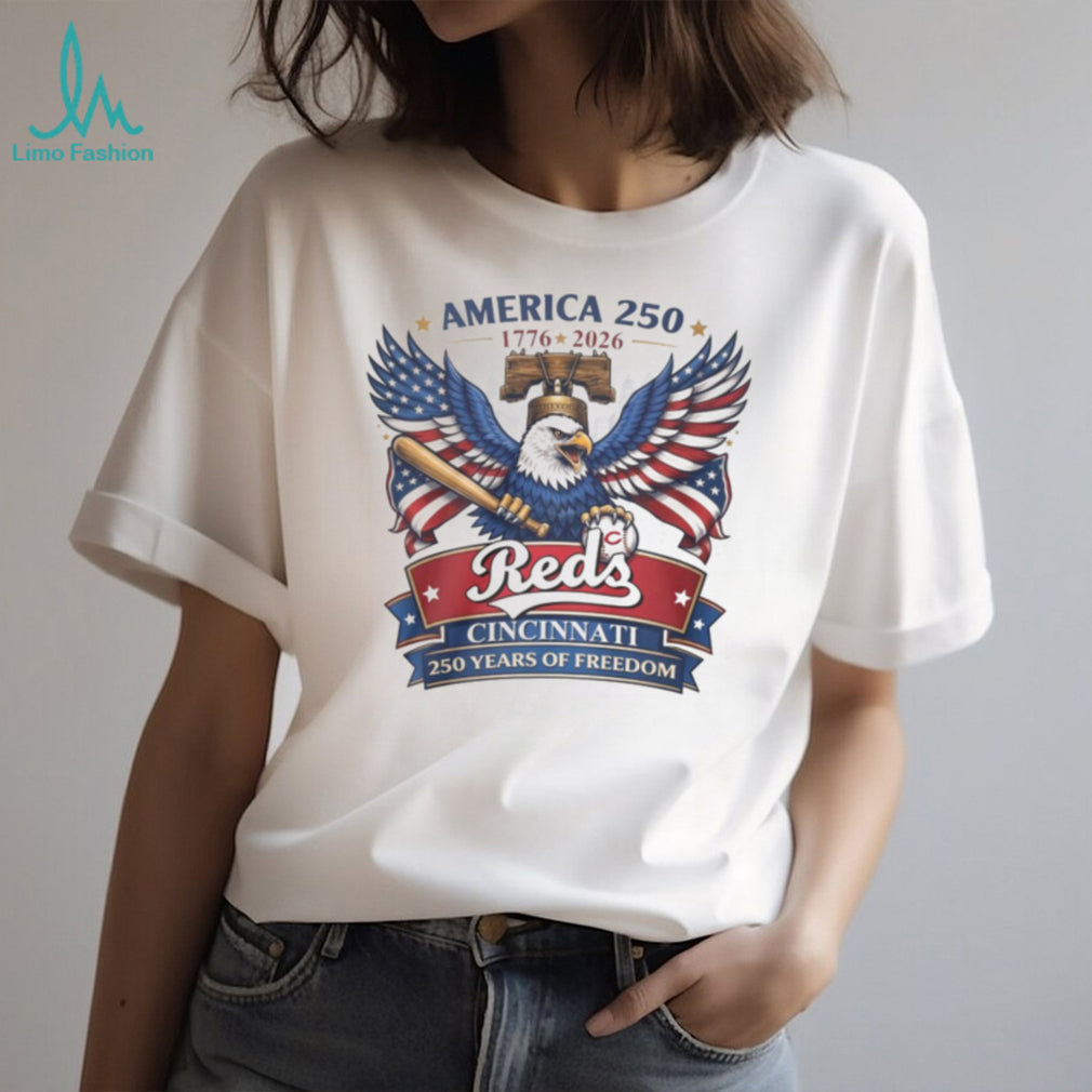 America 250 Cincinnati Reds 1776 2026 Freedom Anniversary Baseball T Shirt
