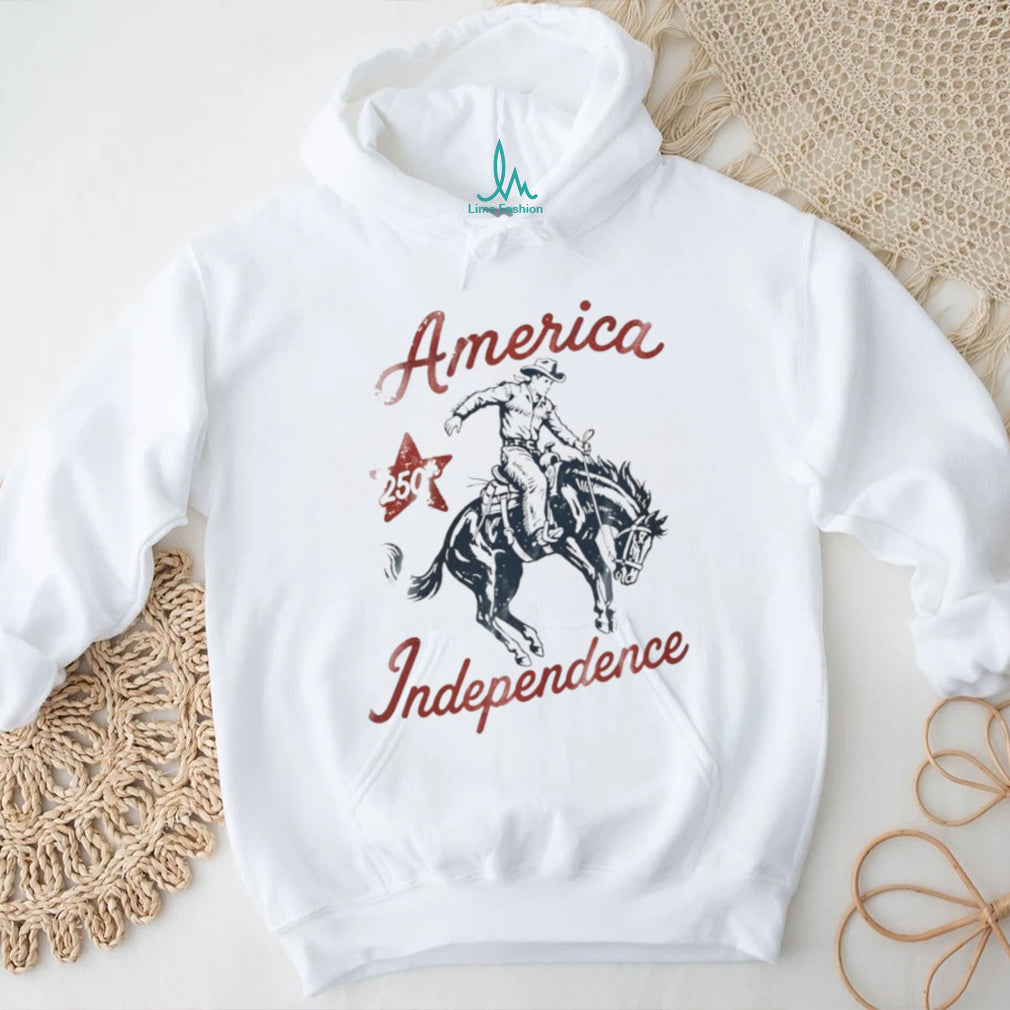 America 250th Independence Vintage Cowboy Bucking Horse T Shirt