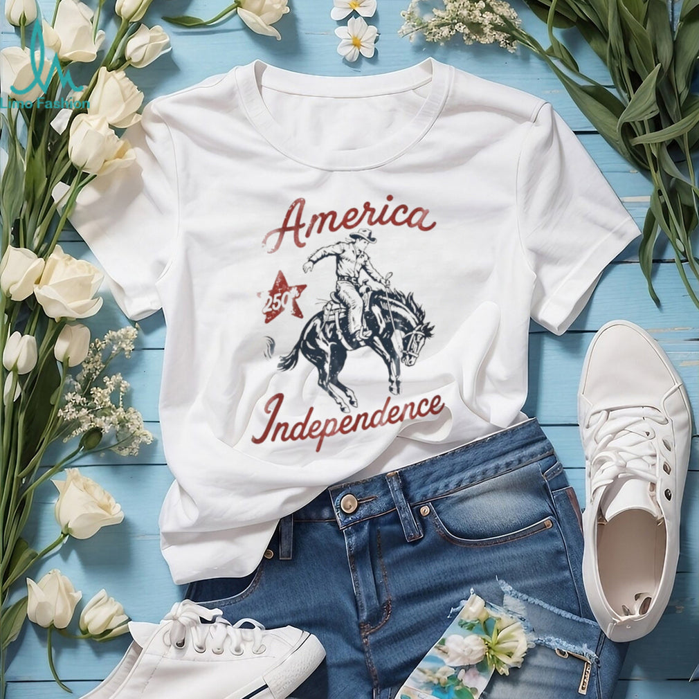 America 250th Independence Vintage Cowboy Bucking Horse T Shirt