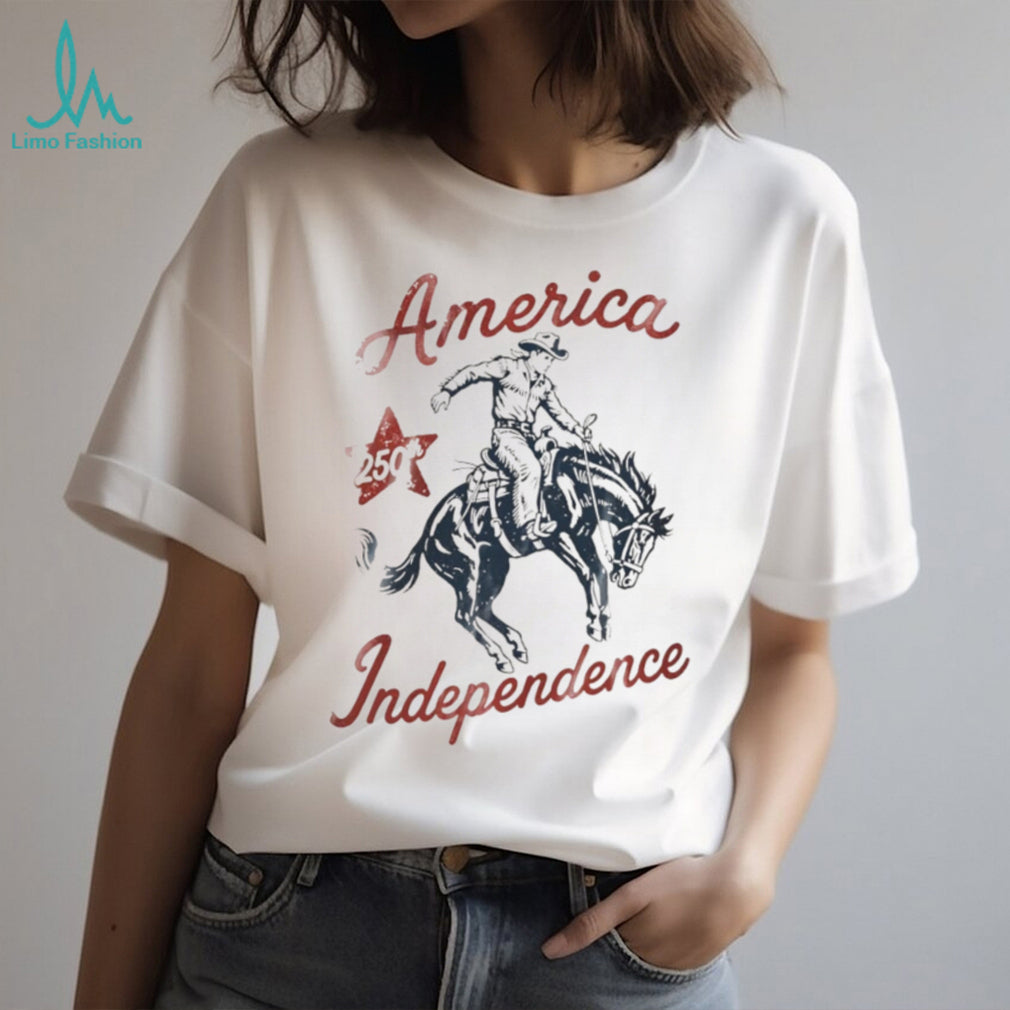 America 250th Independence Vintage Cowboy Bucking Horse T Shirt