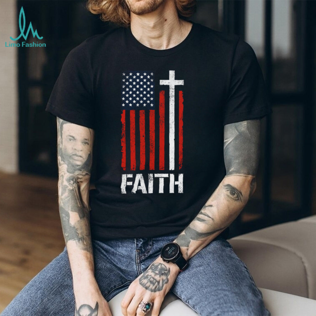 American Flag Cross Faith T Shirt Christian Patriot Apparel (2)