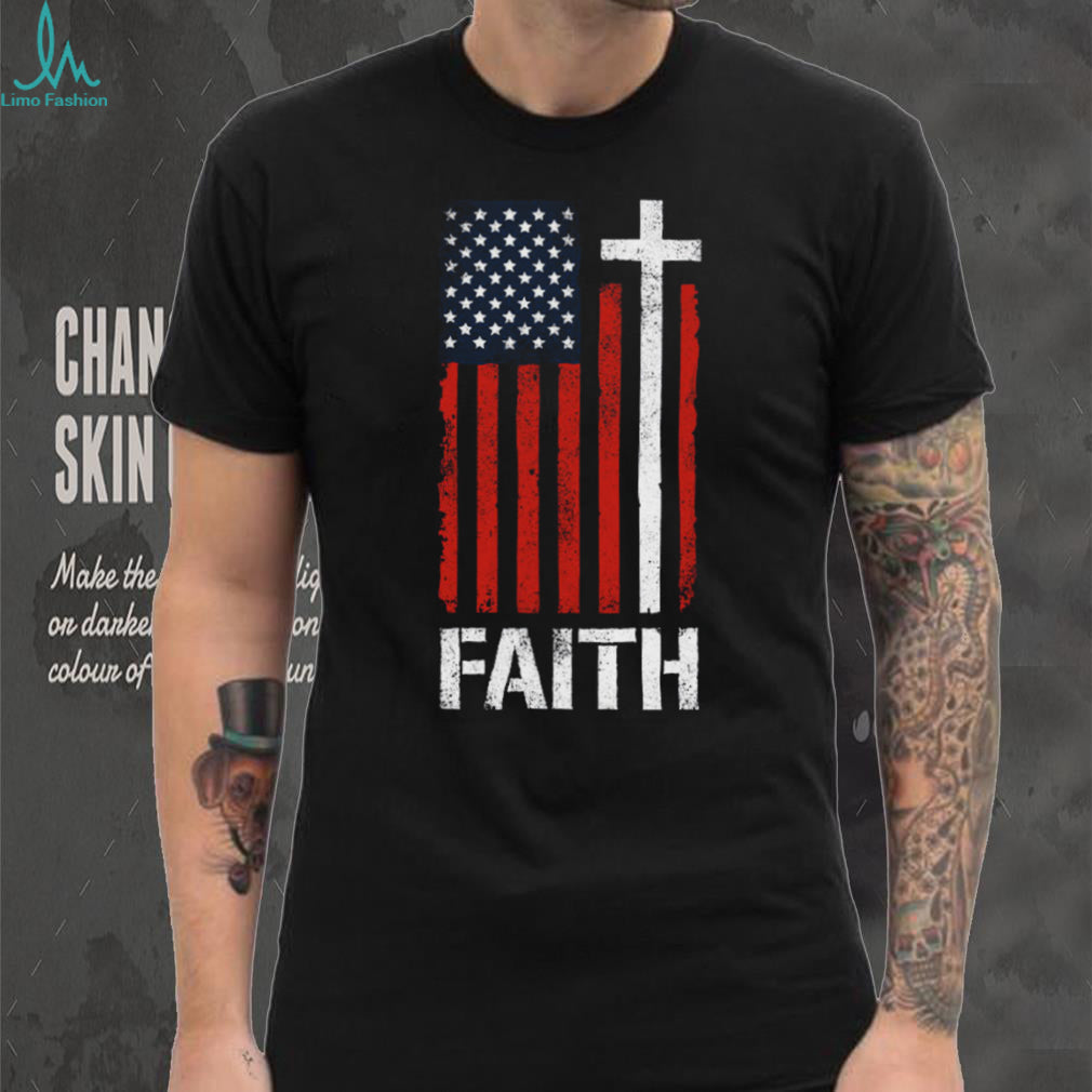 American Flag Cross Faith T Shirt Christian Patriot Apparel (2)