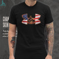 American Flag Wrestling Silhouette Fire Glow T Shirt