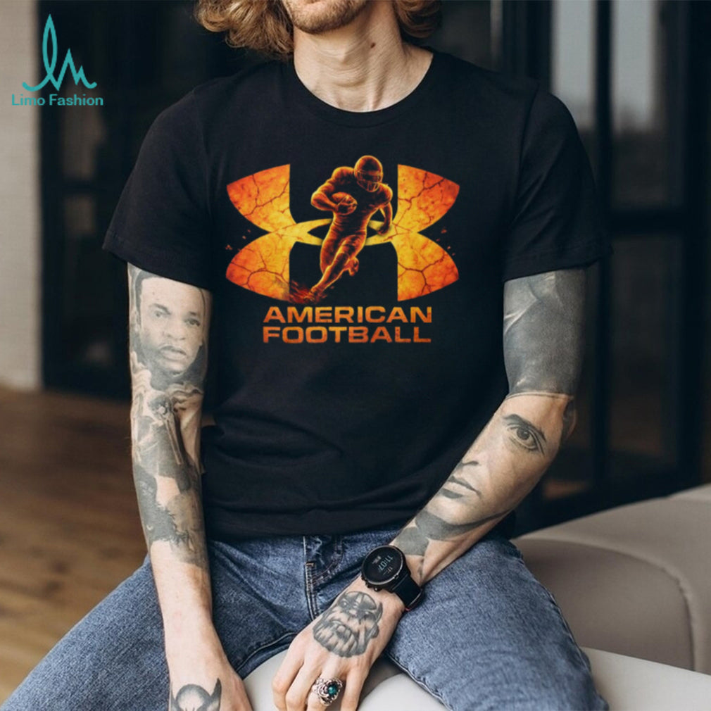 American Football Player Fire Burst Graphic T Shirt