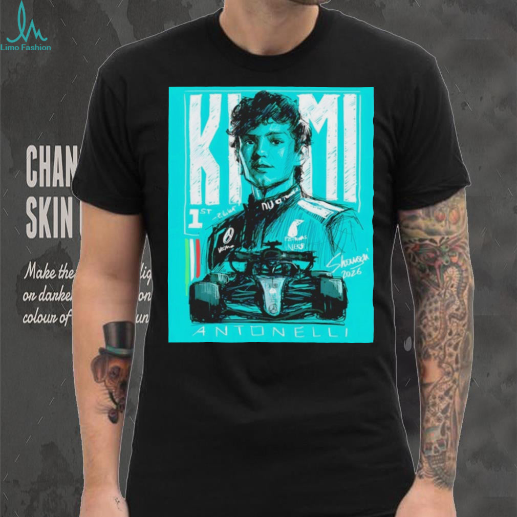 Andrea Kimi Antonelli Mercedes F1 Teal Graphic Art Black T Shirt