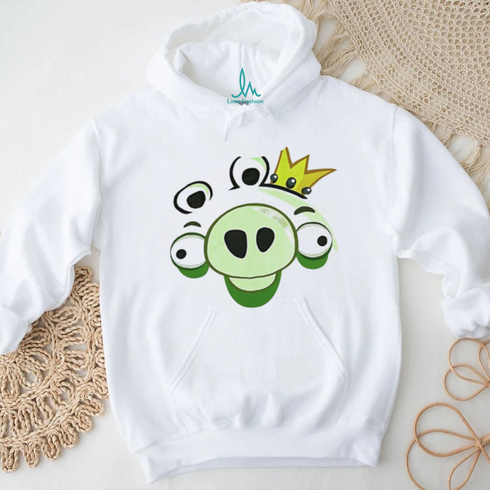 Angry Birds King Pig Large Graphic Face White T Shirt