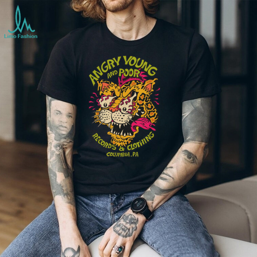 Angry Young and Poor Leopard Punk Record Shop T Shirt (1)