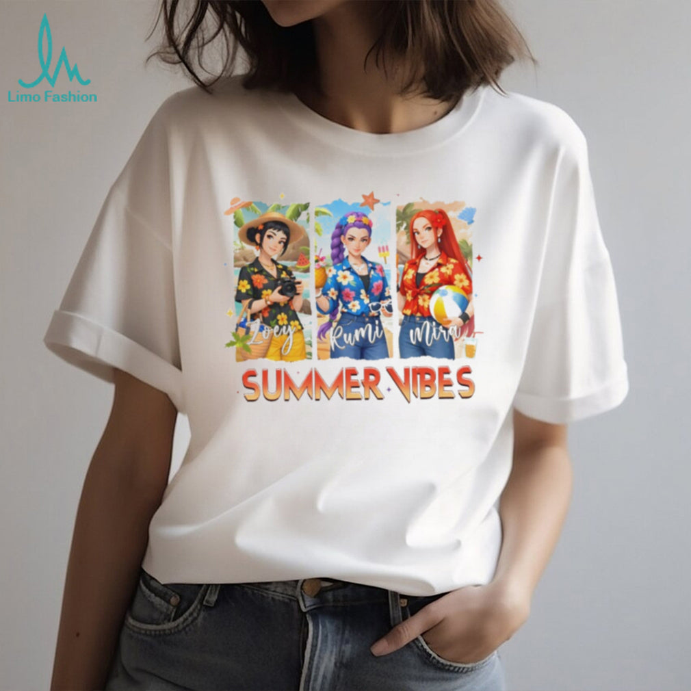 Anime Summer Vibes Beach Girls Zoey Rumi Mira Floral T Shirt