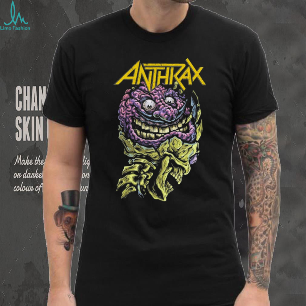 Anthrax Not Man Brain Skull Graphic Heavy Metal T Shirt