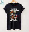 Anti American Anti Christ Skeleton Cross Patriotic Graphic T Shirt