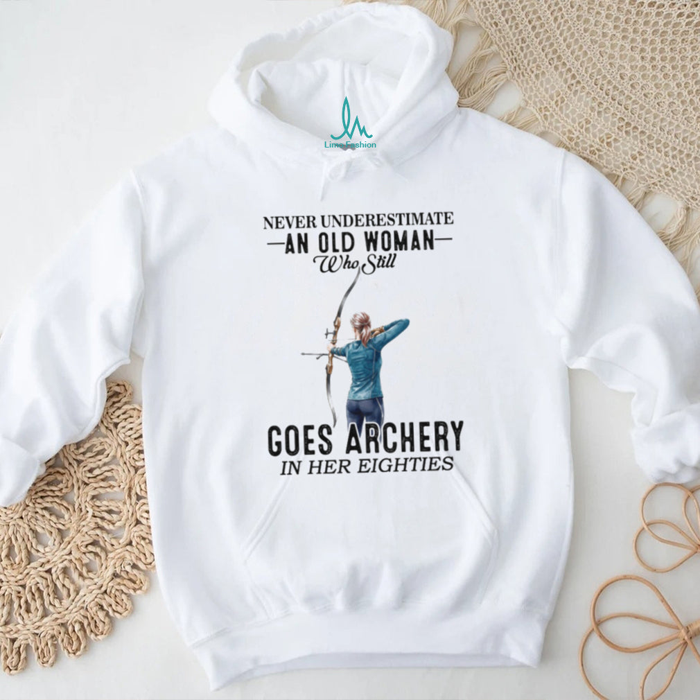 Archery Old Woman Eighties Bow Hunter Athlete Graphic T Shirt