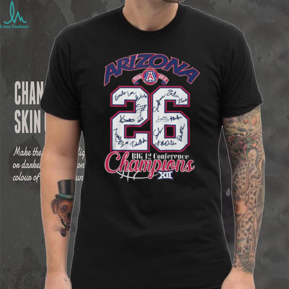 Arizona 2026 Big 12 Conference Champions T Shirt Signed Player Roster Design