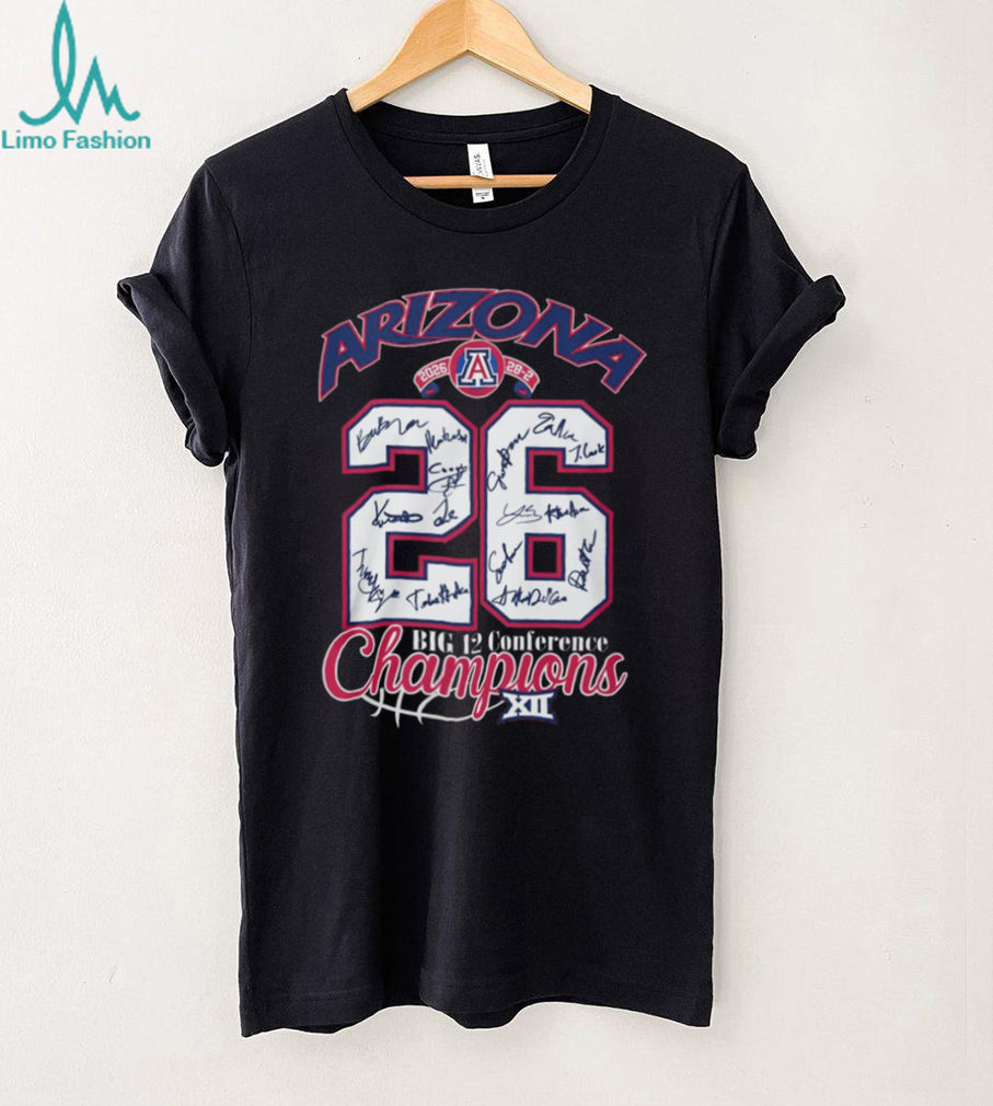 Arizona 2026 Big 12 Conference Champions T Shirt Signed Player Roster Design