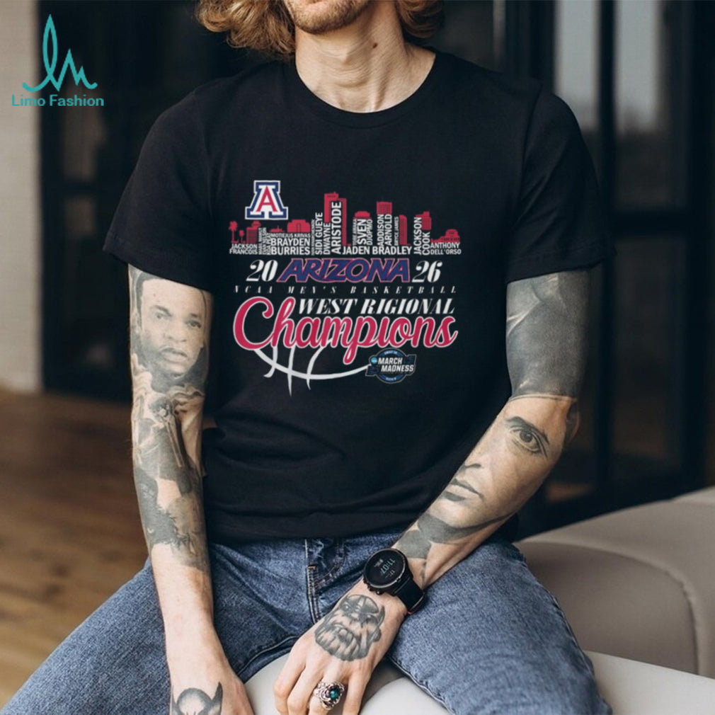 Arizona 2026 NCAA Men’s Basketball West Regional Champions City Skyline T Shirt