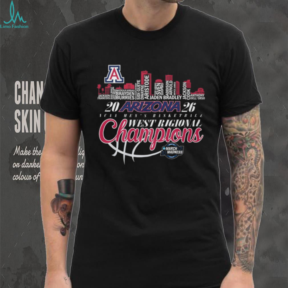 Arizona 2026 NCAA Men’s Basketball West Regional Champions City Skyline T Shirt