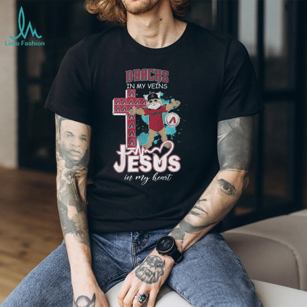Arizona Diamondbacks Fan Apparel D Backs in my Veins Jesus in my Heart Baxter Mascot T Shirt