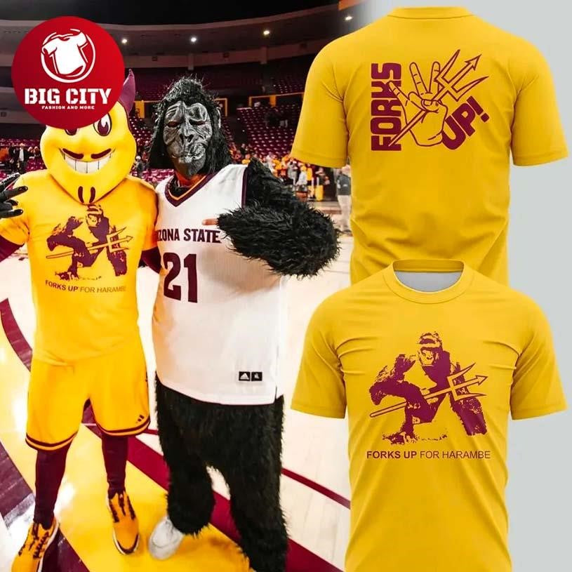 Arizona State Basketball Forks Up for Harambe Two Sided Shirt