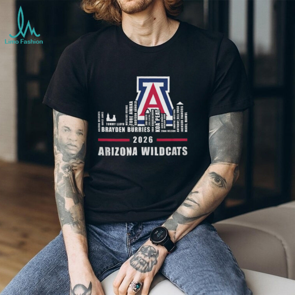 Arizona Wildcats 2026 Basketball Roster Skyline Logo T Shirt