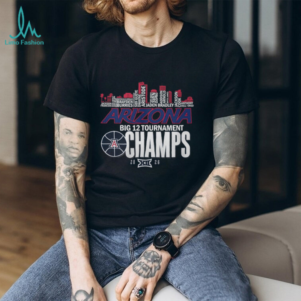 Arizona Wildcats 2026 Big 12 Tournament Champs City Skyline T Shirt