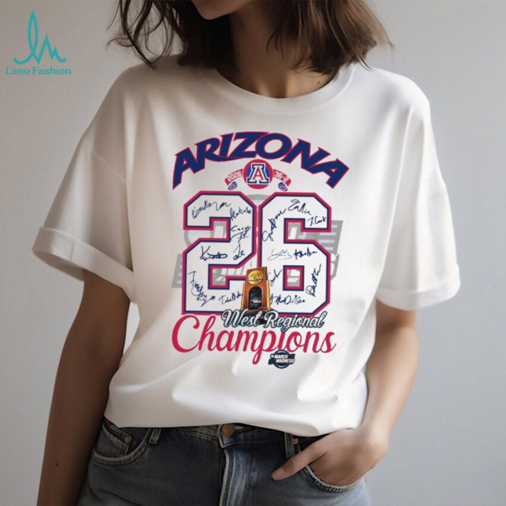 Arizona Wildcats 2026 West Regional Champions Signatures T Shirt