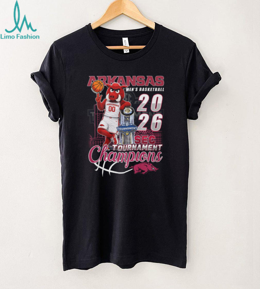 Arkansas Razorbacks 2026 SEC Champions Mascot Big Red Trophy Men’s Basketball T Shirt